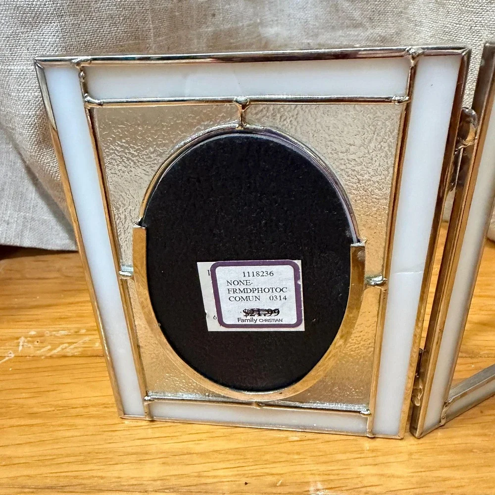 Sherman Leaded Stained Glass First Holy Communion Hinged Photo‎ Frame Cross Gift